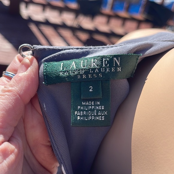 Lauren Ralph Lauren Gray Base with White Dots Maxi Women's Dress Size 2 - Picture 6 of 9